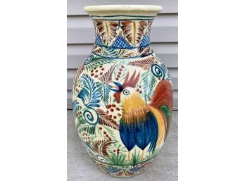 Crackle Finish Rooster Vase