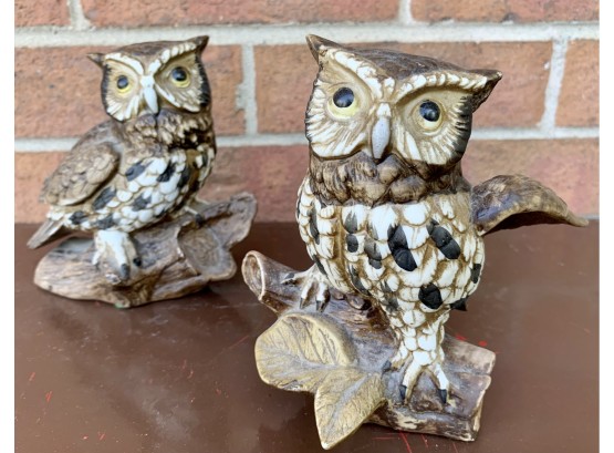 Pair Of Porcelain Owls Figurines