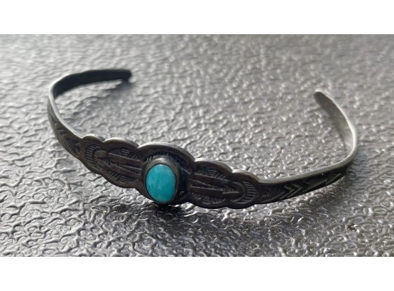 Baby Fred Harvey Turquoise And Sterling Silver Bracelet