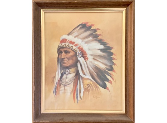 Native American Man With Head Dress Print