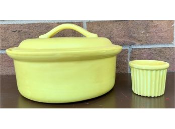 Vintage Oven Proof Made In Japan Yellow Casserole With Lid