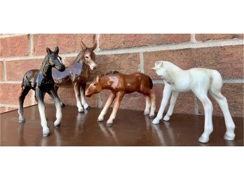4 Pc. Porcelain Horse And Donkey Figurines