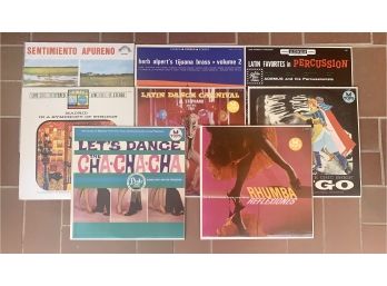 8 Pc. Vintage Latin LP's Including 'Let's Dance Cha-Cha-Cha'