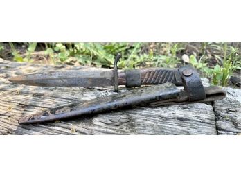 Antique Dagger In Scabbard- 6' Blade