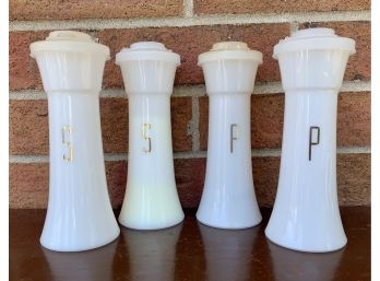 2 Sets Of Vintage White Tupperware Salt And Pepper Shakers