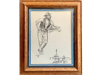 Framed C.M.russel Reproduction Sketches- Halfbreed Trader'