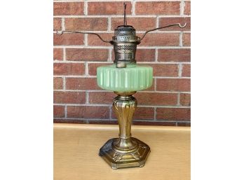 Antique Brass/ Jadeite Oil Lamp