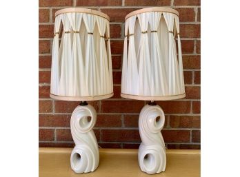 White Retro Side Table Lamps (2)