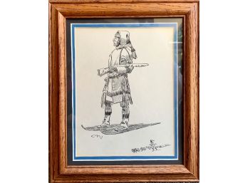 Framed C.M.russel Reproduction Sketches- 'Northern Cree  '