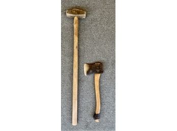 2 Pc. Tool Lot Including Hammer And Ax