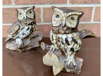 Pair Of Porcelain Owls Figurines