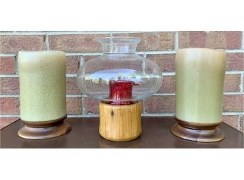 3 Pc. Wood Candle Set