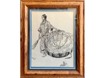 Framed C.M.russel Reproduction Sketches- 'young Sioux Squaw