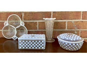 Vintage Glass Hobnail W/ Milk Glass Accent Collection