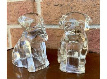 Pair Of Glass Dogs Figurines