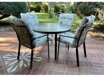 Round Metal/ Glass Table & 4 Chairs Patio Set