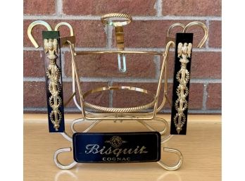 Liquor Bottle Dispenser Caddy Metal Biscuit Cognac With Black & Brass Details