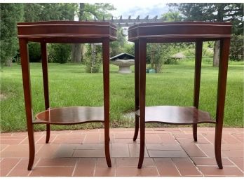 Pair Of Vintage Mahogany Side Tables With Shelf
