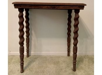 Antique Wood Side Table With Barley Twist Legs