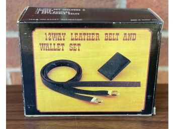 12 Way Leather Belt Wallet Set New In Box