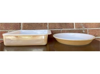 2 Pc. Vintage Peach Luster Ware Fire King Baking Pans