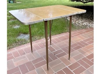 Vintage Drop Leaf Table With Metal Legs