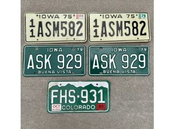 5 Pc. License Plate Lot