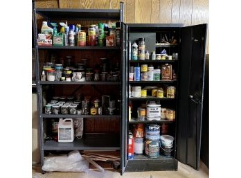 Shelf Full Of Hardware & Chemicals  Metal Cabinet