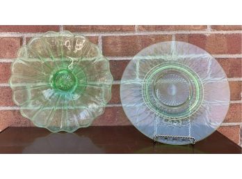 2 Vintage Green Plates