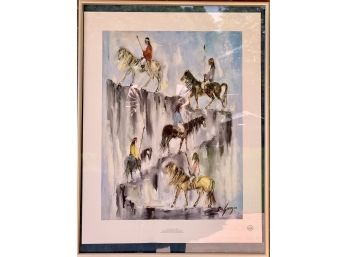 De Grazia 'Apache Mountain Trail'Print 1984 In Silver Frame