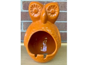 Vintage Owl Hanging Planter- Orange Ceramic