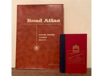 1968 World Almanac & Leather Bound Road Atlas
