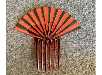 Beautiful Celluloid Decorative Hair Comb In Black And Red