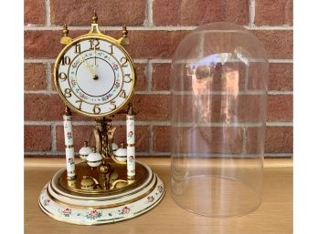 German Kundo 400 Day Clock- Brass With Floral Enamel Design