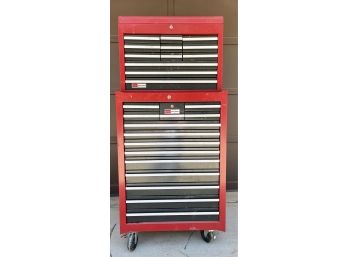 2 Pc. Craftsman Tool Cabinet On Casters Full Of Assorted Tools