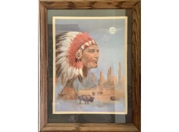 Native American Teepee Scence Signed Picture By M.Caroselli