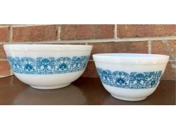 Vintage Pyrex 'Horizon Blue' Pattern Bowls (2)