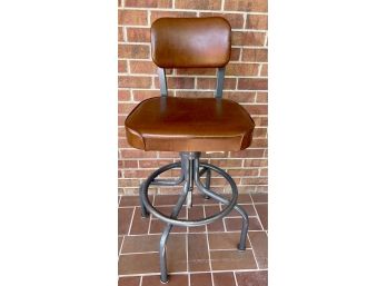 Metal High Office Chair With Brown Vinyl By Cole