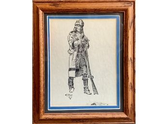 Framed C.M.russel Reproduction Sketches- 'The Trapper'
