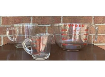 3 Pyrex Glass Measuring Cups