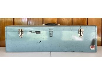 Large Blue Metal Tool Box With Some Contents