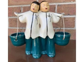 Vintage Hand Painted Figurine- Couple Carrying Basket