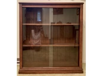Vintage Glass Front Oak Wood Bookcase