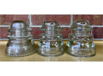 3 Vintage Hemingray Glass Insulators