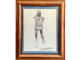 Framed C.M.russel Reproduction Sketches- 'Buffalo Man '
