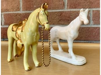 Pair Of Ceramic Horses- Japan