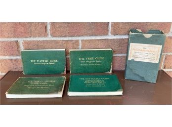 Antique 'pocket Nature Library' In Case - 4 Books