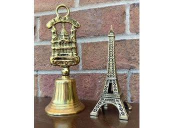 2 Vintage Brass Souvenirs Figurines