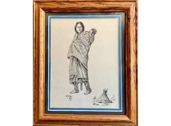Framed C.M.russel Reproduction Sketches- 'flathead Squaw & Papoose