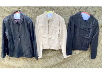Three Womens Leather Jackets Including Margaret Godfrey